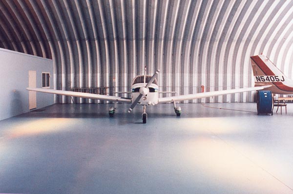 Steel airplane hangar